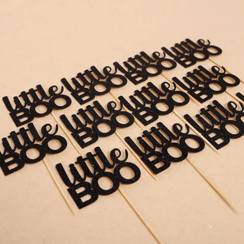 Miniatura 7 de 12 piezas hechas a mano para cupcakes Little Boo - Decoración de Halloween y otoño para baby shower (adornos para cupcakes Little Boo)