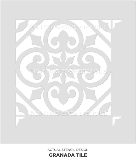 Miniatura 3 de Granada Tile Stencil - Plantillas de bricolaje para mejoras del hogar - Perfecto para pisos y salpicaduras de cocina - Diseño de azulejos de cemento