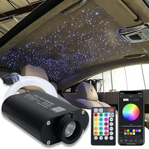 AMKI Luces de fibra óptica de 16 W, kit de luz de techo Starlight con aplicación/control remoto, modo activado por sonido para decoración de