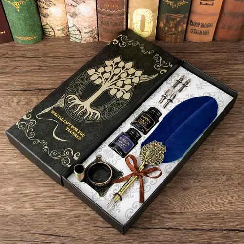 Miniatura 4 de TIANREN Juego de tinta de pluma estilográfica, Juego de Pluma y Tinta, Pluma de Caligrafía Antigua con 4 Plumillas Reemplazables, 2 Frascos