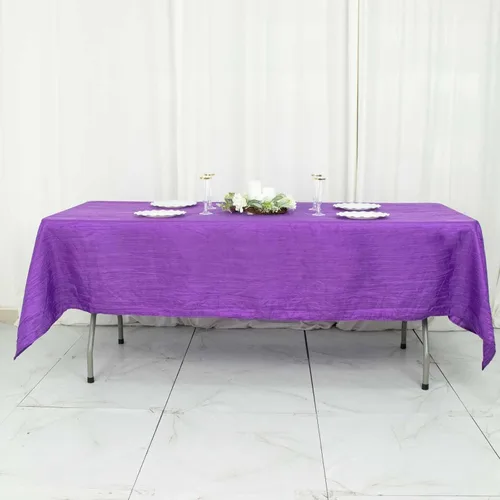 Miniatura 60 de Tableclothsfactory Mantel rectangular de tafetán arrugado de acordeón azul polvoriento, de 60 x 102 pulgadas, perfecto para ceremonias de boda