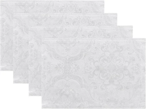 Elrene Home Fashions Caiden Elegance - Manteles individuales de tela damasco impermeables, resistentes a las manchas y a las arrugas (juego de 4),