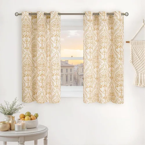 LAMIT Cortinas de lino de 40 pulgadas de largo para ventanas pequeñas, cortinas de lino semitransparentes filtrantes de luz, con ojales, cortinas