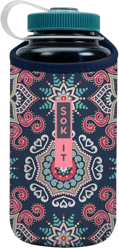 Miniatura 162 de Sok It BotlSok Funda para botella de agua con cubierta de neopreno aislante (Floral abstracto, se ajusta a CamelBak o Nalgene de 12 onzas)