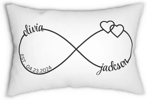 Miniatura 11 de Funda de almohada personalizada para boda con nombres de la pareja y fecha personalizada, almohada con monograma para aniversario de boda, Design #17