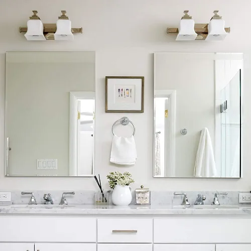 Chende Juego de 2 espejos sin marco de 18 x 36 pulgadas, espejo de pared de baño con borde biselado, moderno espejo biselado para sala de estar,