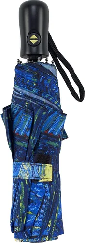 Miniatura 3 de Galleria Van Gogh Starry Night Auto-AbrirCerrar Paraguas Plegable Lluvia Portátil Grande