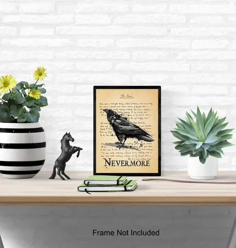 Miniatura 4 de The Raven – Nevermore – Regalos de Edgar Allan Poe – Decoración gótica para la habitación – Decoración gótica para el hogar – Poesía espeluznante