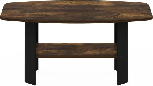 Miniatura 6 de Furinno Simple Coffee Table, 2-Tier Small Coffee Table wih Open Shelf, Side Table, Tabletop with Soft Edges, for Living Room, Home Office, Amber Oak