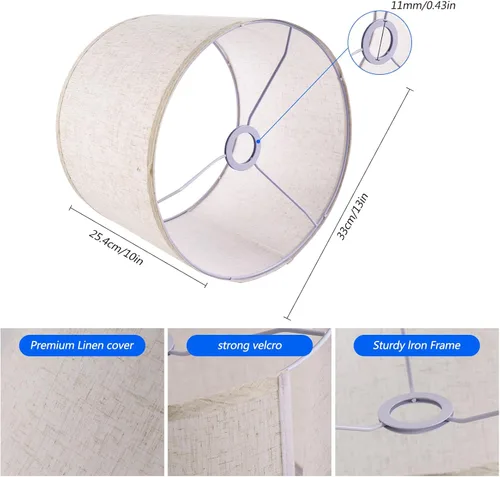Miniatura 2 de Juego de 2 pantallas de lámpara, pantalla de tambor para lámparas de mesa, lámpara de pie, 13 pulgadas superior x 13 pulgadas inferior x 10 pulgadas