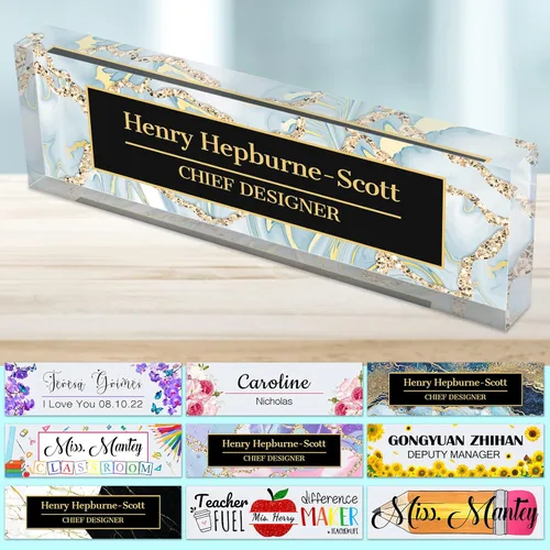 Miniatura 21 de Placa de nombre de escritorio personalizada para profesores, placa de nombre para escritorios, placa de escritorio de vidrio acrílico transparente