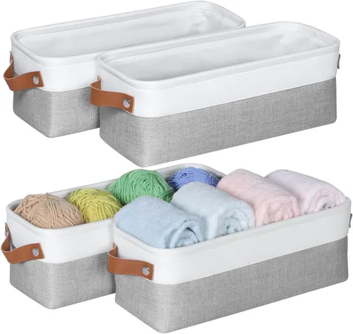 Miniatura 11 de Canastas de almacenamiento de tela pequeñas, 15 x 6 x 5 pulgadas canastas de almacenamiento estrechas, paquete de 4 canastas de almacenamiento