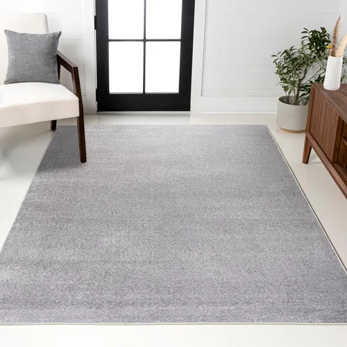 JONATHAN Y Alfombra de bajo pelo sólido Haze color gris claro para interiores 3x5, estilo costero, bohemio, minimalista, clásico, fácil de limpiar