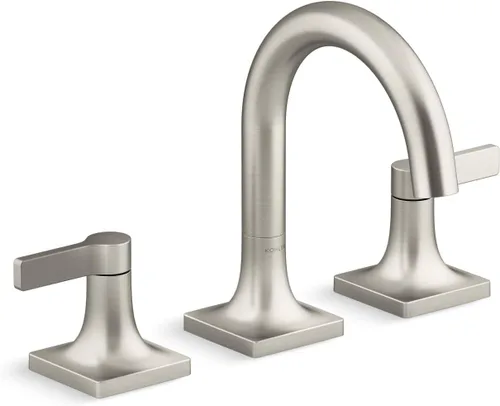 Miniatura 14 de KOHLER K-28125-4N-BL Venza® - Grifo para lavabo de baño, 3 agujeros con dos manijas de palanca y drenaje clicker, 0.5 GPM, negro mate