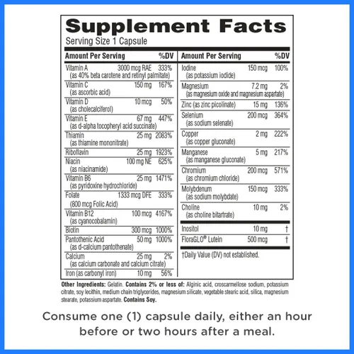 Miniatura 2 de Twinlab Daily One Caps Suplemento multivitamínico y mineral con hierro, 180 cápsulas