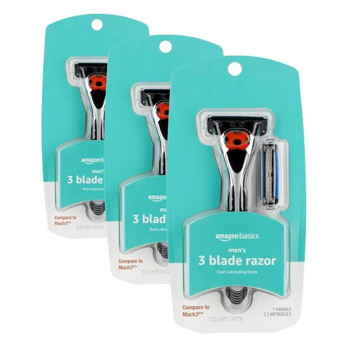 Miniatura 9 de Amazon Basics - Recambios de maquinilla de afeitar de 3 cuchillas para hombre con lubricación dual, 12 cartuchos