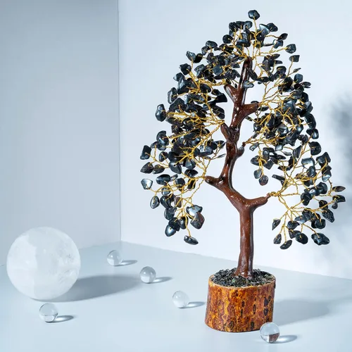 Miniatura 3 de Árbol de vida de cristal de turmalina negra con pulsera y 2 colgantes, decoración de árbol de gemas feng shui, cristales curativos, regalos