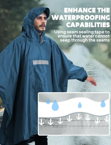 Miniatura 109 de ANYOO Poncho de lluvia con capucha para adultos, impermeable, ligero, para hombres y mujeres, chaqueta de lluvia reutilizable para emergencias al