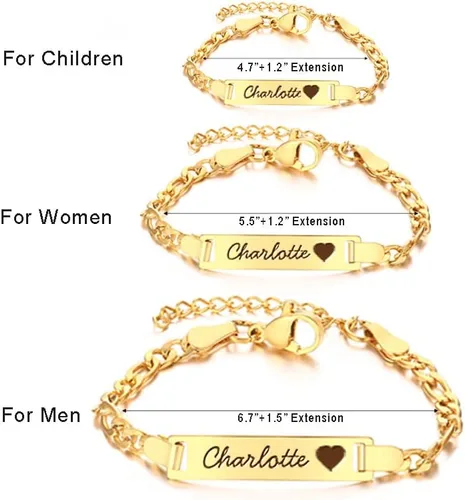 Miniatura 4 de WNNNS Pulsera de identificación personalizada con barra de nombre, regalos de joyería para bebés, niñas, niños, mamá, papá, parejas, para baby