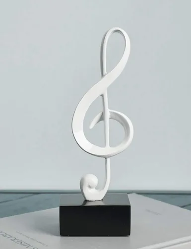 Miniatura 6 de HAUCOZE Decoración de notas musicales, decoración musical, regalos, centro de mesa, escultura, piano, estatua, blanco, 7.5 pulgadas