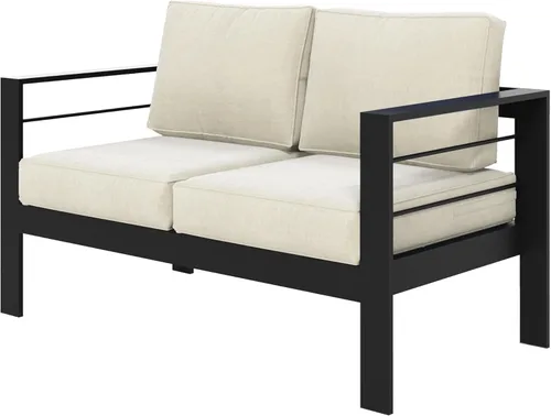 Miniatura 21 de Solaste Aluminum Patio Sofa with Coffee Table,3 PCS Patio Furniture Set with Cushions, All-Weather Outdoor Sofa for Balcony, Deck, Backyard, Porch