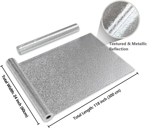 Miniatura 8 de Cre8tive Papel de contacto de acero inoxidable plateado de gran tamaño de 24 x 118 pulgadas, papel de aluminio para despegar y pegar, impermeable