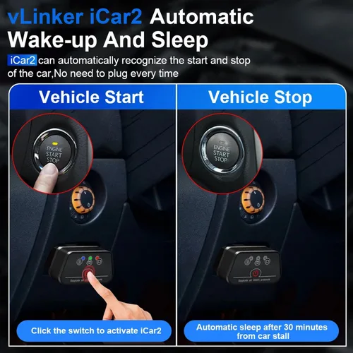 Miniatura 4 de iCar2 OBD2 Bluetooth Adaptador Escáner Diagnóstico para iOS y Android: Herramienta de Diagnóstico Auto-Conecta Borra Código de Error Datos en Vivo