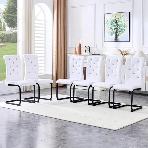 Miniatura 31 de gopop Juego de 2 sillas de comedor Juego de sillas de cocina modernas Cojín de piel sintética Patas de metal de alta resistencia Respaldo