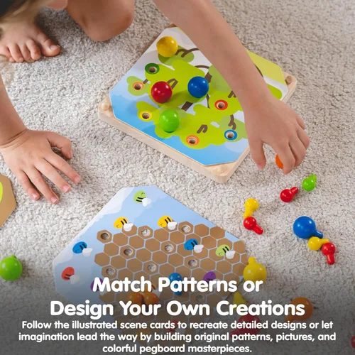 Miniatura 5 de PlanToys® Creative Peg Board juguete de madera para niños de 3 años en adelante Juego educativo Montessori para la imaginación, habilidades