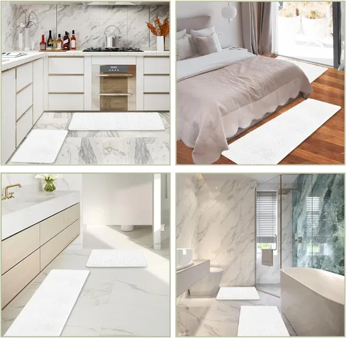 Miniatura 48 de Alfombra de baño pequeña de 12 x 18 pulgadas, lavable y absorbente, antideslizante, alfombra de baño de felpilla gruesa y suave para baño, ducha