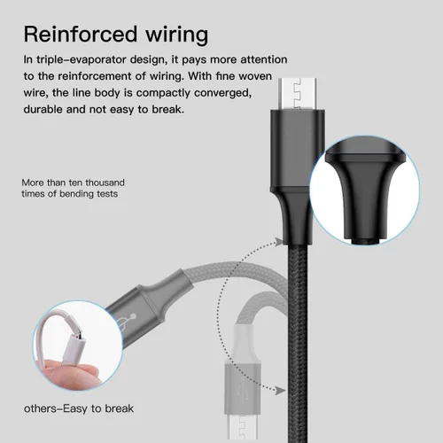 Miniatura 5 de Puxnoin Cable de carga múltiple, paquete de 2 cables de carga múltiple universal 3 en 1, cable USB múltiple de carga rápida con tipo C, conectores