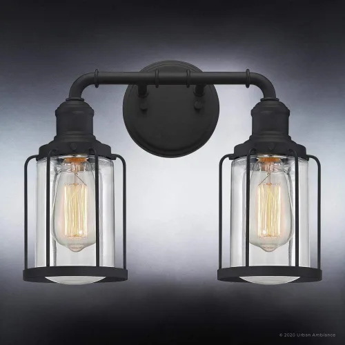 Miniatura 3 de Urban Ambiance Lámpara de tocador de baño industrial chic de lujo, tamaño mediano: 12 pulgadas de alto x 14.5 pulgadas de ancho, con elementos