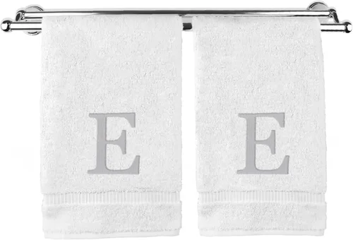 Miniatura 113 de Toalla de mano monogramada, regalo personalizado, juego de 2 - Toalla bordada con letra de bloque dorada - Extra absorbente 100% algodón turco