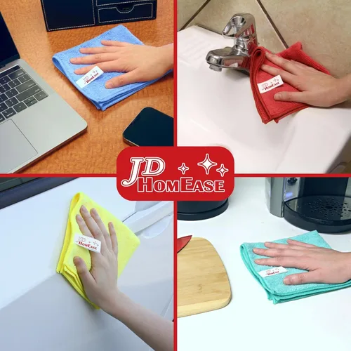 Miniatura 6 de Paños de limpieza de microfibra, paquete de 12, 12 x 12 pulgadas, multiusos, más suaves, altamente absorbentes, sin pelusas, reutilizables
