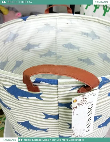 Miniatura 6 de Canasto plegable para almacenamiento con revestimiento de polietileno impermeable, tamaño grande cesto de lona para cuarto del bebé, lavandería