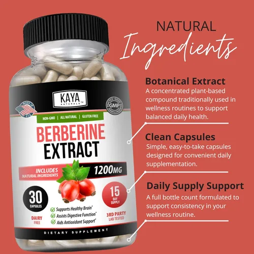 Miniatura 5 de Kaya Naturals Extracto de berberina HCL de 1200 mg - Sistema inmunológico - Niveles de gluco - Salud intestinal (vegetariano, sin OMG y sin gluten)