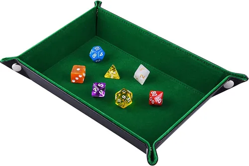 Miniatura 12 de SIQUK Bandeja de Dados de Doble Cara Plegable Rectangular de Cuero PU y Portadados de Terciopelo Burdeos