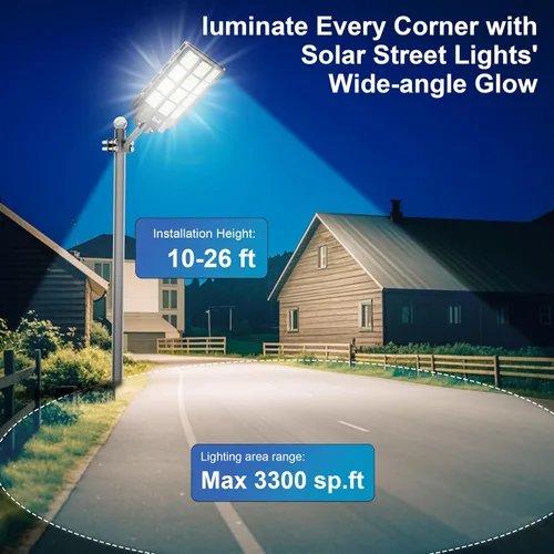 Miniatura 5 de Paquete de 3 Luces Solares para Estacionamiento - Luz Solar de Calle de 8000W 360000LM del Anochecer al Amanecer Luces de Calle con Energía Solar