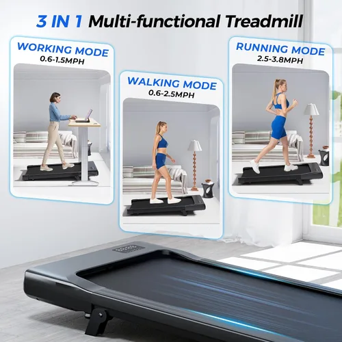 Miniatura 12 de SupeRun Walking Pad with Incline, 3 in 1 Under Desk Treadmill for Home/Office, 2.5 HP Quiet Portable Mini Treadmill with Remote & LED Display, 300
