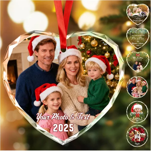 Adornos de Navidad Personalizados Personalizados con Foto y Texto para Decoraciones de Árbol de Navidad, Regalos para