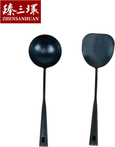 Miniatura 2 de ZhenSanHuan Utensilio de Wok Tradicional Chino Hecho a Mano de Hierro, Utensilio de Wok Largo (Espátula, 32CM/12.6'')