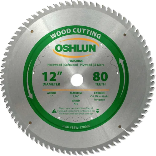 Miniatura 2 de Oshlun SBW-120028 Hoja de sierra de rasgado ATB de 12 pulgadas y 28 dientes con eje de 1 pulgada