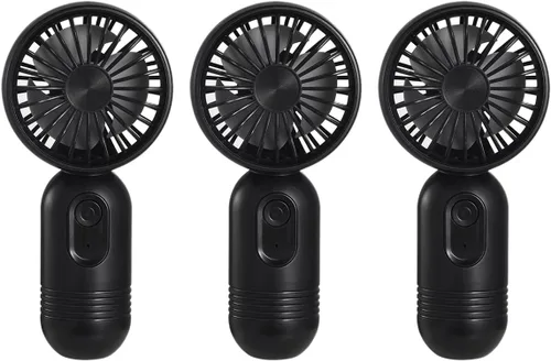 VanSmaGo Paquete de 3 mini ventiladores personales portátiles con 3 velocidades para viajes, ventilador de pestañas recargable por USB, color negro