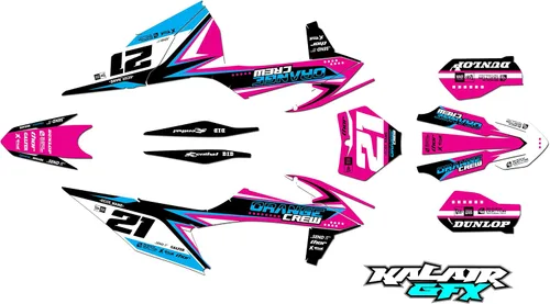 Miniatura 4 de Kit de gráficos para KTM Motocross de 2 tiempos 125 SX, 150 SX y 250 SX años 2019, 2020, 2021 y 2022 Orangecrew Series Cyan 16 Mil - Calcomanías