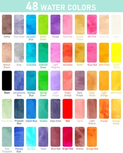 Miniatura 3 de Nicpro Juego de pintura de acuarela, kit de 48 colores de agua con 3 pinceles de pintura, paleta, bolígrafo de acuarela, suministros de pintura