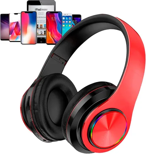 Miniatura 9 de Auriculares Bluetooth sobre la oreja, auriculares con luces LED y micrófono incorporado, ligeros, Bluetooth 5.0, auriculares HiFi estéreo