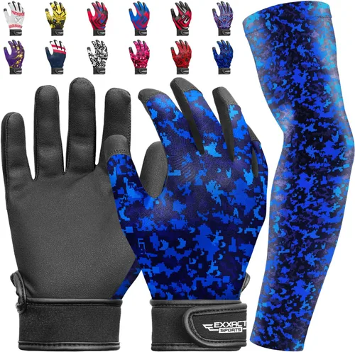 Guantes de bateo para jóvenes de Exxact Sports con mangas para brazos para niños y niñas, guantes de béisbol para niños para bateo de sóftbol,