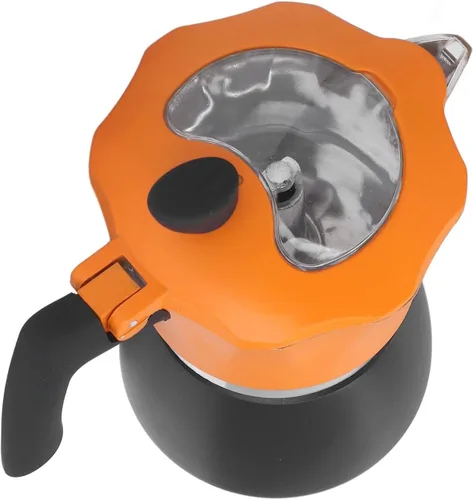Miniatura 8 de Olla italiana de moka, cafetera italiana con tapa superior transparente, 5.1 fl oz, estilo italiano clásico, doble color, de aluminio, para viajes