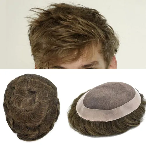 Miniatura 124 de Mens Toupee Hair Piece For Men Fine Mono Men Hair System Toupee For Men Hair Piece Real Human Hair System For Men Protesis Capilar Para Hombre 6x9