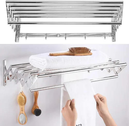 Miniatura 4 de Stainless Steel Retractable Towel Rack Bathroom Organizer Home Hotel Use